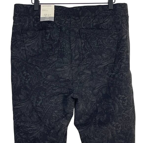 NEW Style & Co. Comfort Black Paisley Utopia Ponte Leggings Plus Size 14W Pants - Picture 7 of 9